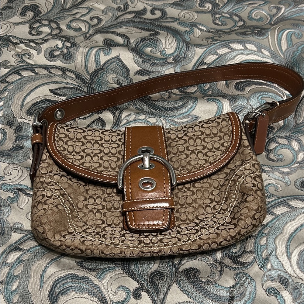 Coach Tan and Brown Shoulder Bag